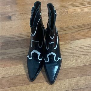 Zara Black and White Ankle Boots